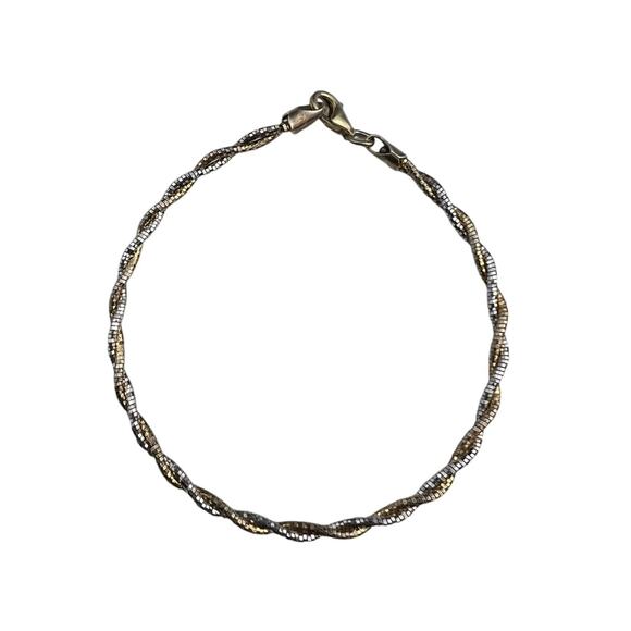 P. Lux Sterling Silver & Vermeil Twisted Bracelet 7" Shiny Disco Ball Style - Picture 1 of 10